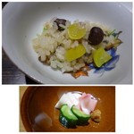 御料理 光安 - ＊「鰻」「銀杏」「むかご」「栗」などが入っています。
      此方の「炊き込みご飯」はいつ頂いても美味しい。
      ◆香の物
