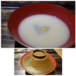 御料理 光安 - ◆そばがきの白みそ仕立て
      定番の品ですが、上質な白味噌がいい味わいで好きな品。