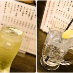 三平大衆酒場 - 焼酎ハイボール(350円)とレモンハイ(400円)　どちらもほどよい濃さです。