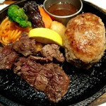 ステーキ＆ハンバーグ ひげ 札幌南5条本店 - 荒挽きハンバーグ　200ｇとハンキングテンダー　100ｇ