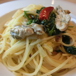 広島産牡蠣と冬野菜のスパゲッティ　ペペロンチーノ