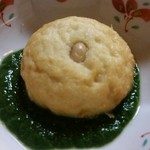 純手打ち十割そば 蕎澤 - お豆の飛竜頭　ほうれん草の塩麹餡。