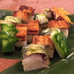 晴鴨楼 - 2016年12月1日 穴子寿司と鯖寿司