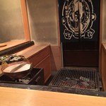 美山荘 - 朝食場所のカウンター