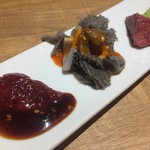 あまがさき ポッサムチプ - ◆刺身三種盛り合わせ
      　（チレ、生セン、ハート）