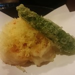 玉笑 - 天セイロの才巻海老のかき揚げ