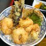 くるまや - 天丼（小エビ4本）（2016.12）