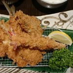 Tonkatsu Wakou Takumian - 海鮮4種盛り(青魚、白身魚、ホタテ、車海老) 2570円