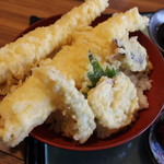 播磨水産 - ジャンボ穴子天丼セット