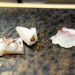 完全個室 天鮨 - 鯛　昆布〆と炙り