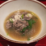 銀座 しのはら - 先程のクマと葱でしゃぶしゃぶに