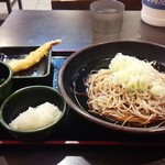 朝そば（おろし） 330円（かき揚げ　→　わかめに変更 + 海老天（サービスクーポン）