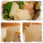 楽座 - イカの刺身旨し(*^▽^*)