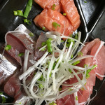 天一 - オレンジ色のが秋太郎バショウガジキ、 びんちょうまぐろ、青アジ