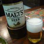 利久庵 - サントリーモルツ大ビン７００円