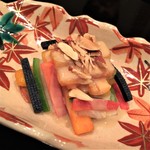 まき村 - 柿、大根、京人参、胡瓜、水前寺海苔の和え物（2016/11）