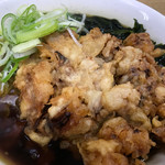 一由そば - 半そば、ジャンボげそ、海鮮かき揚げ