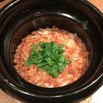 御料理 堀川 - ご飯：鶏牛蒡ごはん