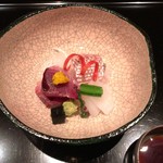 御料理 堀川 - 造り(楽焼・松ぼっくり)