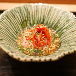 虎白 - 「煮物」絹かわ茄子、雲丹の牛肉包み、