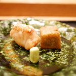 虎白 - 「焼物」甘鯛松笠焼き、牛蒡すり身揚げ