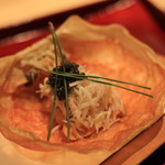 銀座 しのはら - 柴山の松葉とウニ　（鮟肝ご飯に替えて）