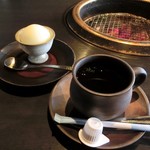 黒毛和牛ゆたか - 食後の箕面産柚子アイスとコーヒー。