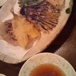 手打ちそば八轟 - 天ぷら盛り（海老、鱚、蓮根、茄子、南瓜、椎茸、大葉）(840円)