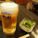 そ！これこれ 豚肉屋 - 生ビールセット（だだちゃ豆）