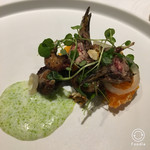 ラチュレ - ひな鳥のサラダ、みかんを添えて　クレソンのソース