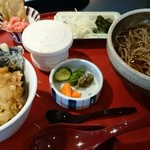 あさひ山 蛍庵 - 牡蠣天丼と蕎麦