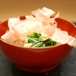 麻布十番 ふくだ - 茄子の揚げ浸し　菊菜と鰹節