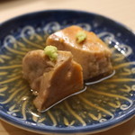 日本橋蛎殻町 すぎた - 鮟肝　新政のデザートワイン風日本酒付