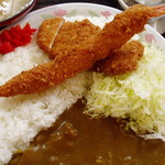 かつ亭 - 料理写真:かつ亭カレーライス　　　とんかつ、えびフライ中　　￥1500