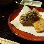 京都祇園 天ぷら八坂圓堂 - 名物！明太子の磯部揚げとトウモロコシの天ぷら