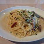 トゥー・ザ・スプーン - 牛タンと長ネギとしめじのペペロンチーノ