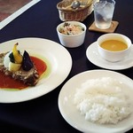 アルベール - 料理写真:サワラのチーズカツレツ、かぼちゃのポタージュ、サラダ、ライス