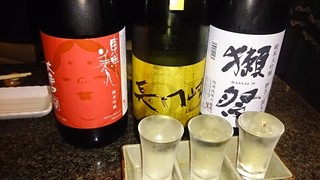 Kawara Soba En - 日本酒飲み比べ。リクエスト聞いてくれました。