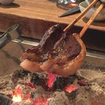 柳家 - 有害駆除の小鹿ロース焼き物、柚子胡椒
