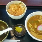 手打うどん わか竹 - カレーうどん、小野菜天丼セット（1，060円）（2016.12）