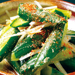 Lightly pickled cucumbers with sesame salt