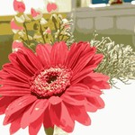 ウシマル - テーブルの花(軽くポスタライズ)