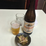 天遊 - 瓶ビールと無料のアテ美味い