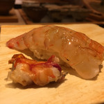 鮓 きずな - 201612再訪  天草しらさえび昆布締め、海老の頭塩焼き