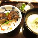 來経 - 秋刀魚とイクラ　生姜牛蒡炊き込みご飯　香の物