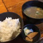 小林 地鶏の里 - ご飯と鶏汁