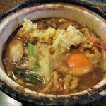 ひら松 - 味噌煮込みうどん 大盛 890円 + 天ぷら 250円 + 玉子 50円 ＝ 1,190円（税込）。