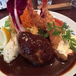 ハンバーグとエビフライランチ1400円