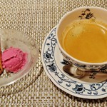 ステーキ花郷 - デザートの『チョコと葡萄のアイス』と『ホットコーヒー』～♪(^o^)丿