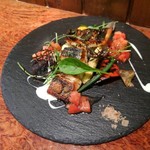 トラットリア イル レガーロ - Ｃ：本日のお魚料理 1,400円：スズキと野菜のソテー～自家農園温泉トマトのケッカーソースゆずの香り～